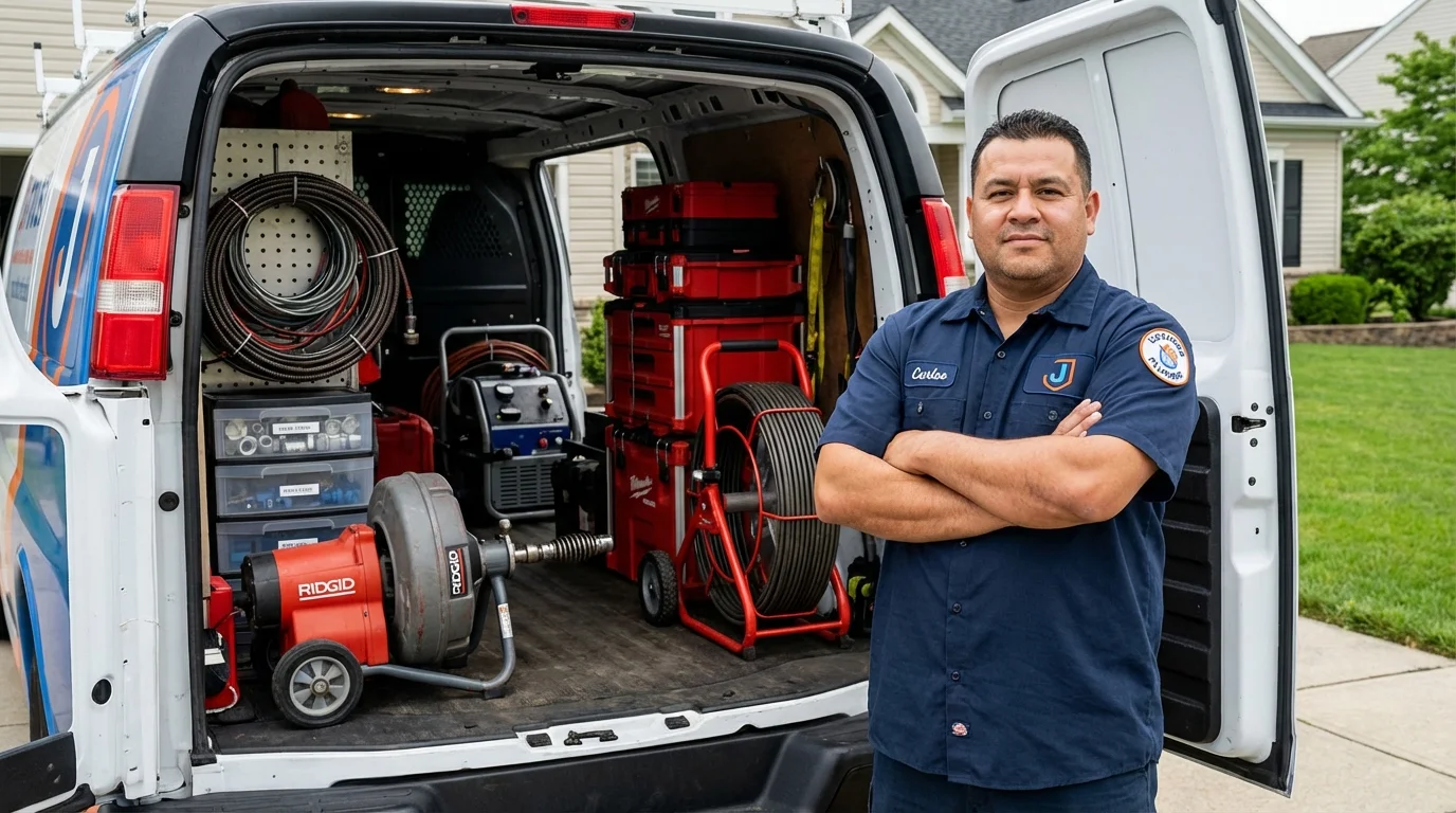Professional drain cleaning equipment and Johns Plumbing LLC plumber in Lake Grove