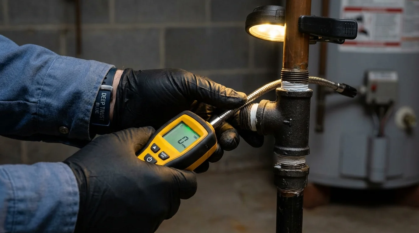 Gas leak detection with electronic sniffer by Johns Plumbing LLC in Lake Grove