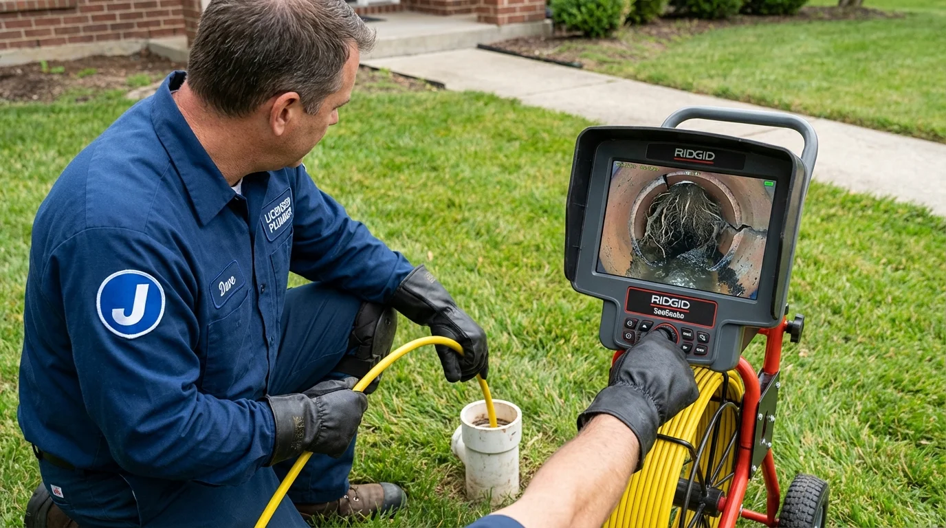 Sewer camera inspection being performed by Johns Plumbing LLC in Lake Grove