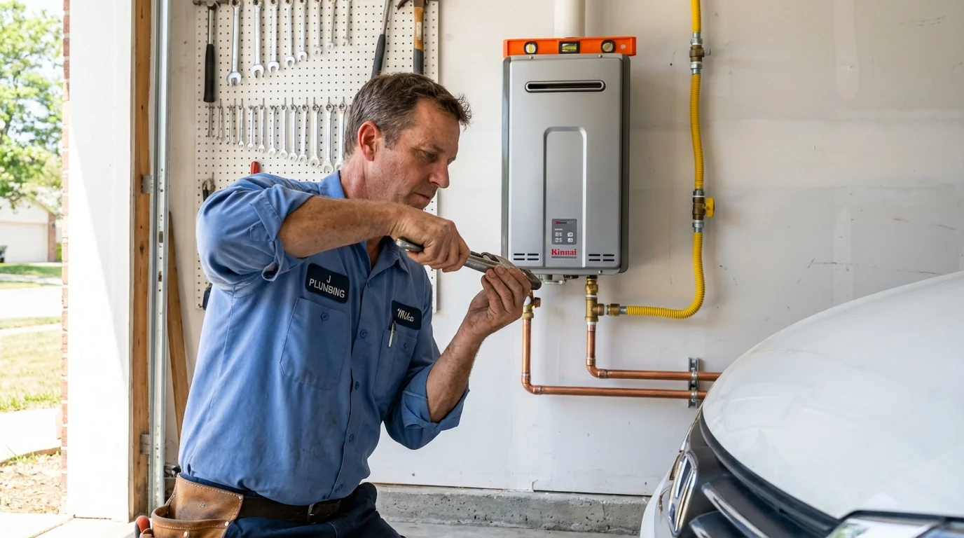 Tankless water heater installation by a Johns Plumbing LLC plumber in Lake Grove